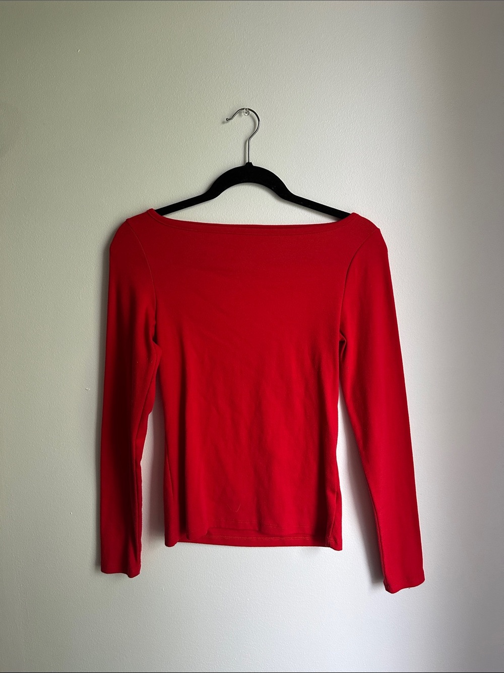 Old Navy Red Boatneck Long Sleeve Top